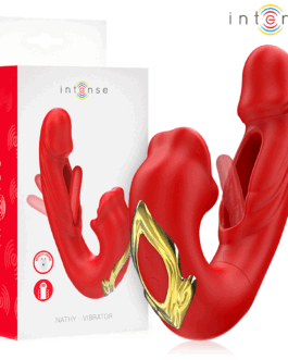INTENSE - NATHY DOPPIO VIBRATORE CON BOCCA STIMOLANTE MULTIFUNZIONE ROSSO