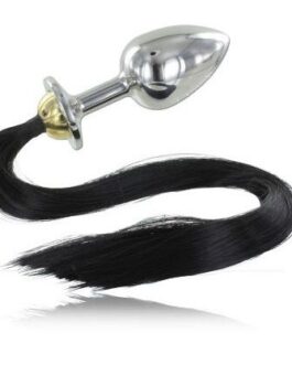 METAL HARD - PLUG ANALE IN ACCIAIO METALLIZZATO CON CODA 8,89 CM