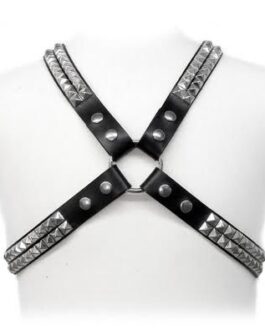 LEATHER BODY - IMBRACATURA CON BORCHIE PIRAMIDALI
