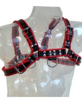 LEATHER BODY – CATENA HARNESS III NERO / ROSSO
