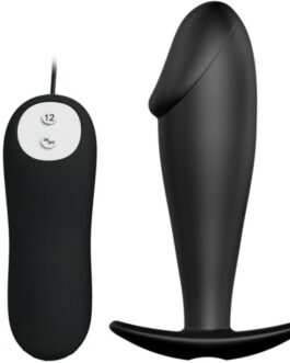 PRETTY LOVE – PLUG ANALE IN SILICONE FORMA DEL PENE E 12 MODALIT DI VIBRAZIONE NERO
