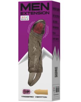 BAILE – GUAINA PER ESTENSORE DEL PENE CON VIBRAZIONE E CINGHIA PER TESTICOLI 13.5 CM