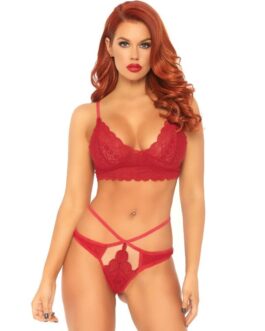 LEG AVENUE – SET 2 PEZZI BRALETTE E PERIZOMA IN PIZZO S/M