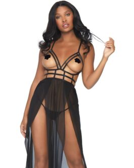 LEG AVENUE – CAGE MAXI ABITO E PERIZOMA S/M