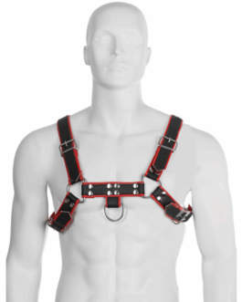 LEATHER BODY – CATENA HARNESS III NERO / ROSSO