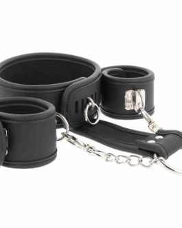 FETISH SUBMISSIVE – COLLANA E MANETTE IN PELLE VEGANA CON FODERA IN NOPRENE