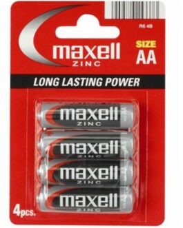 MAXELL – PILA SALINA MANGANESO AA R6 * 4 UNIT