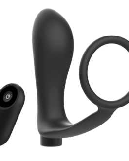 ADDICTED TOYS – ANELLO PER PENE CON TELECOMANDO PLUG ANALE NERO RICARICABILE